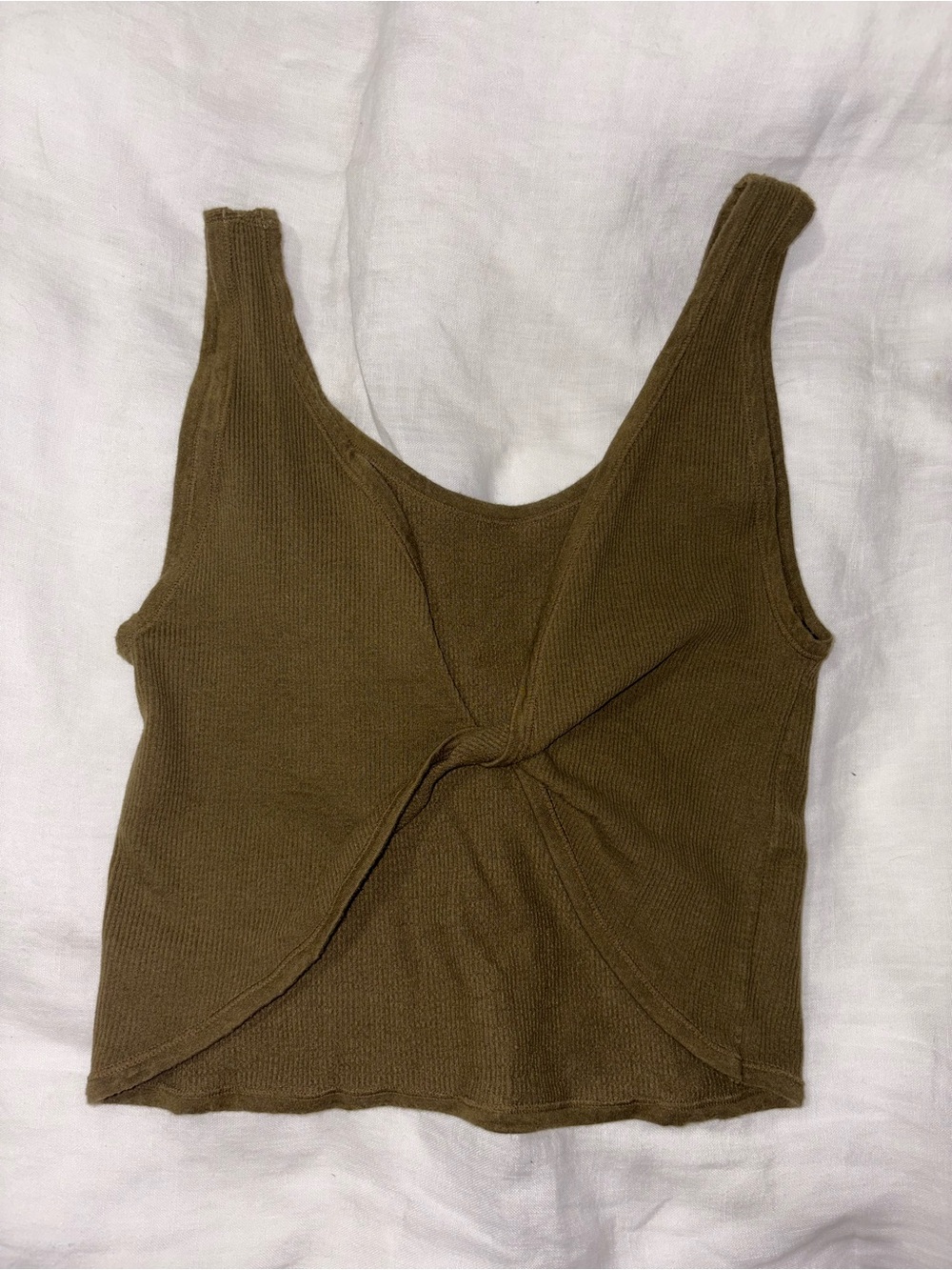 Urban Outfitters Olive Twist-Front Rib Tank